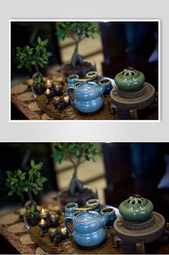 陶瓷植物淡雅治愈绿新中式室内图片