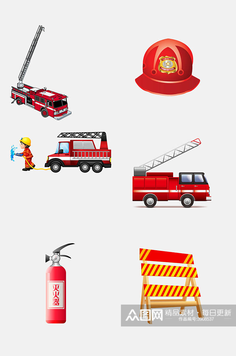 消防车卡通消防安全免抠素材素材