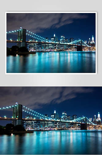 蓝色城市桥梁图片