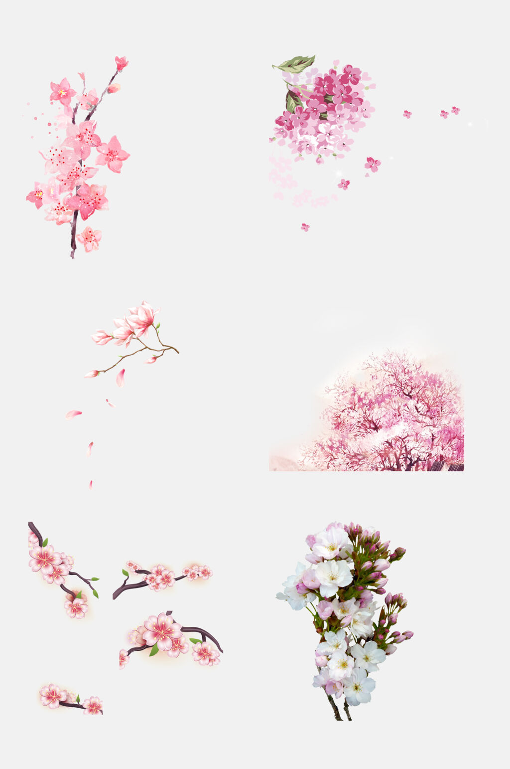 浪漫卡通治愈樱花花朵手绘免抠素材素材