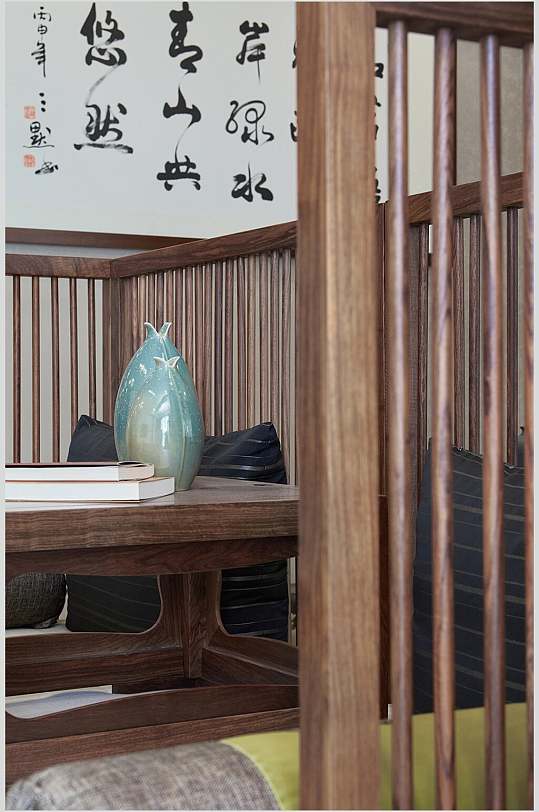 瓷瓶古典文字檀木棕新中式室内图片