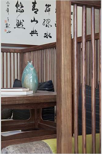 瓷瓶古典文字檀木棕新中式室内图片