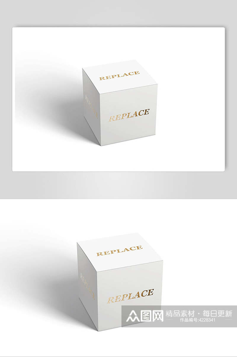 方形立体留白清新品牌包装设计样机素材