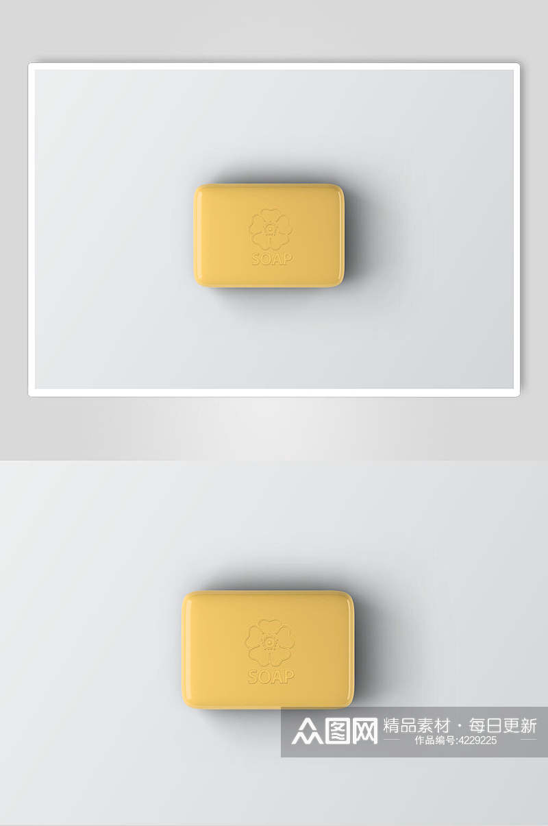 圆形边角黄色肥皂包装展示样机素材