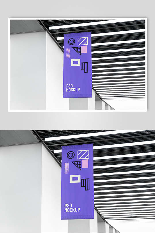 蓝色高端大气简约导视贴图场景样机