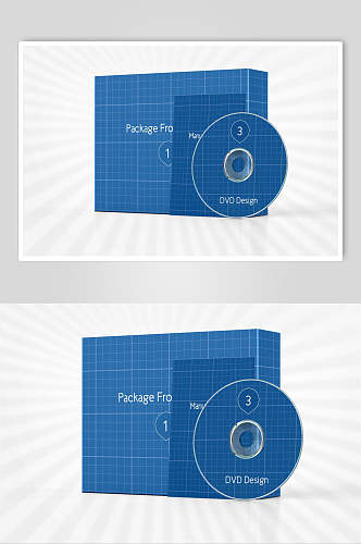 蓝色大气光碟包装设计样机