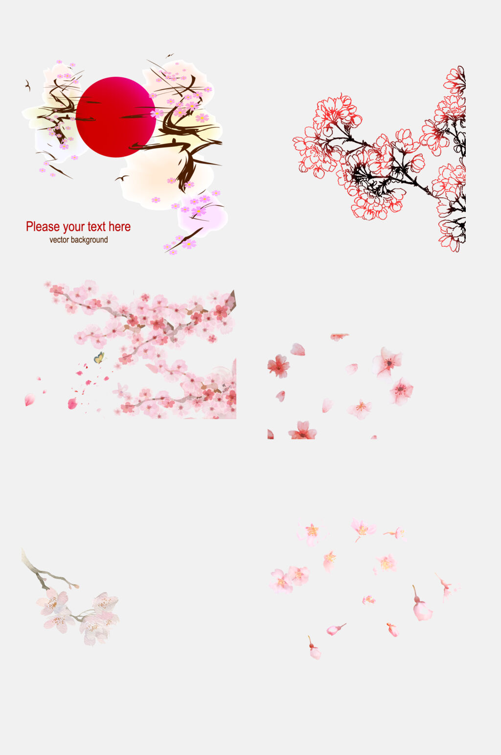 简约优雅粉色樱花花朵手绘免抠素材素材
