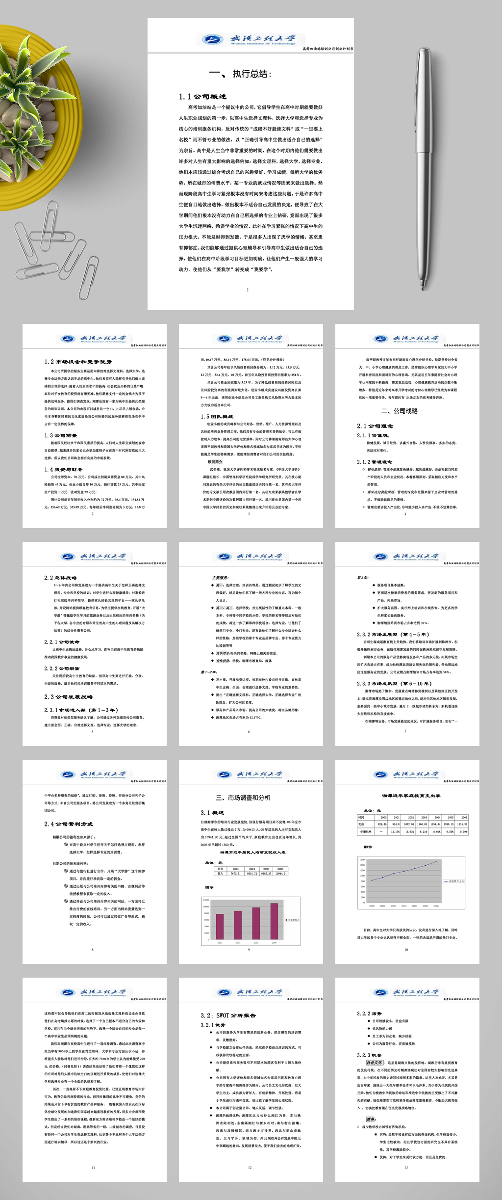 高考加油站培训公司创业计划书WORD素材