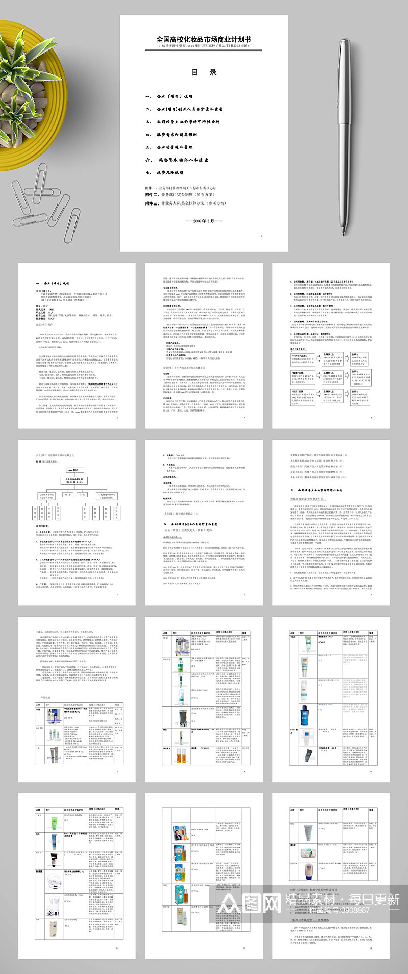 全国高校化妆品市场商业计划书WORD素材