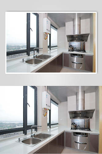 优雅清新水池热水器窗厨房装修图片