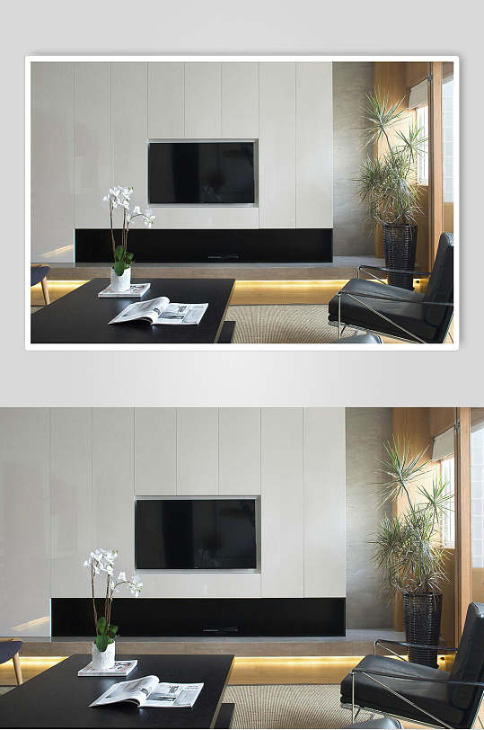 时尚盆栽电视复式跃层室内设计图片