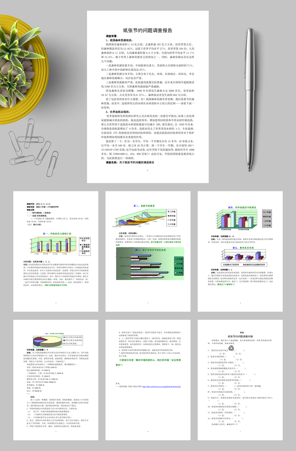 纸张节约问题调查报告WORD素材