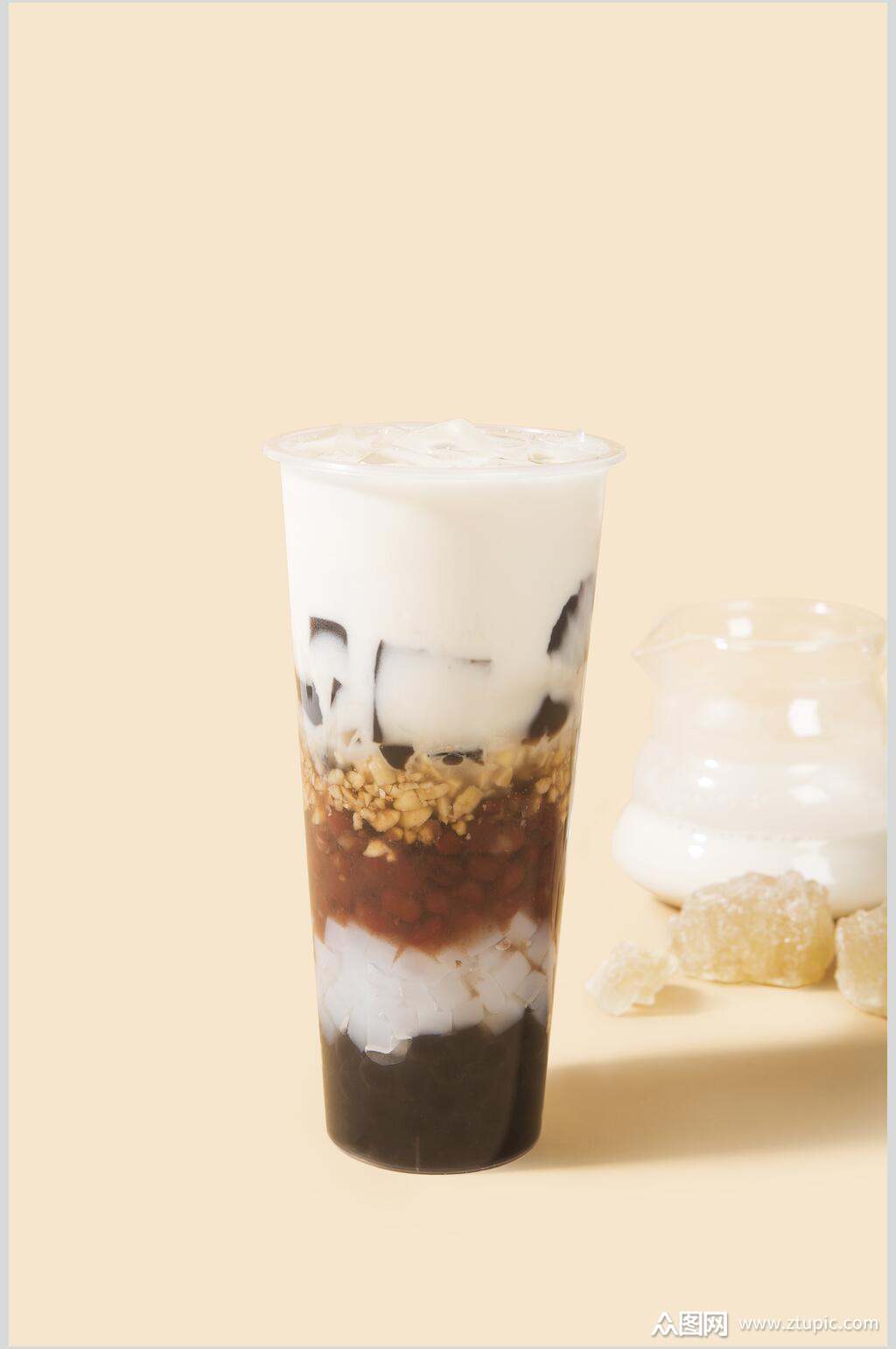 烧仙草椰果奶茶果汁图片素材
