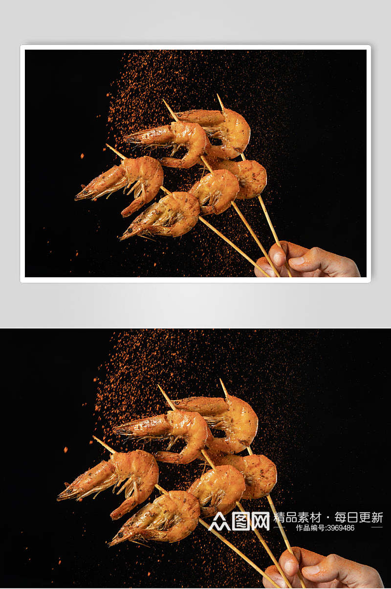 虾烤串烧烤图片素材
