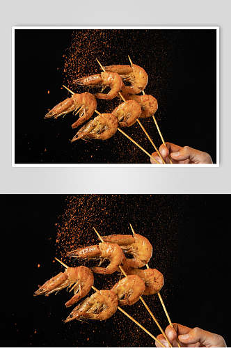 虾烤串烧烤图片