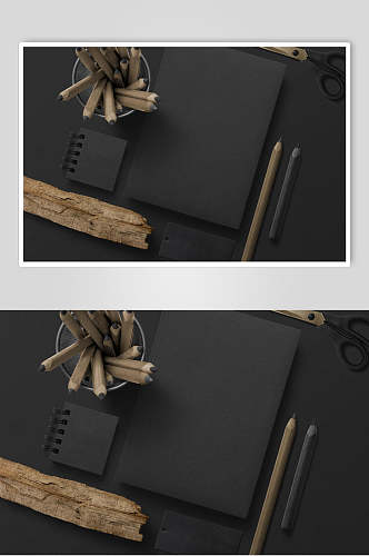 铅笔长方形黑色品牌VI设计样机