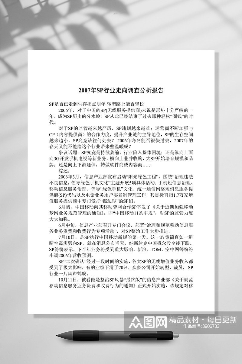 SP行业走向调查分析报告WORD素材