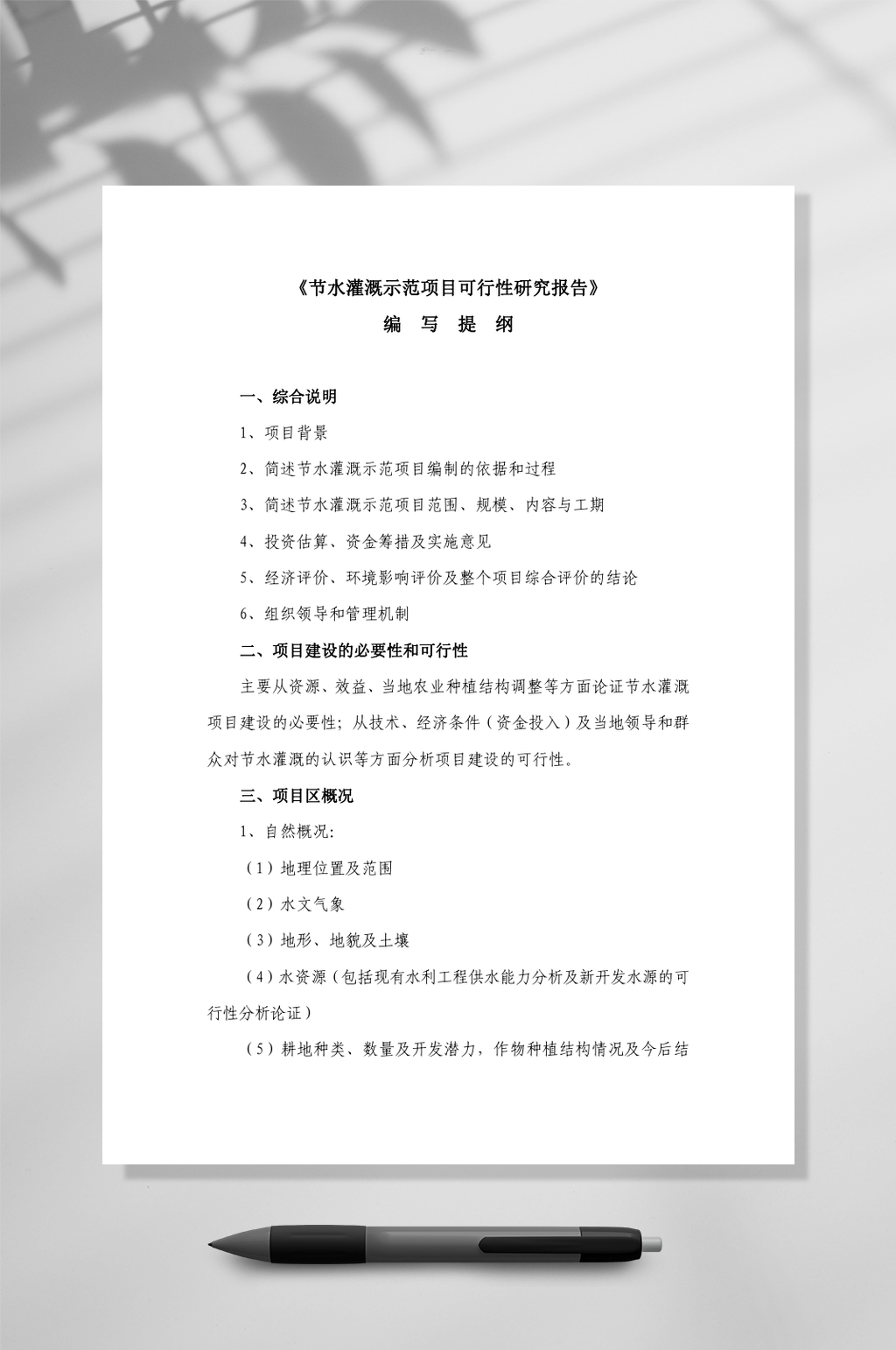 节水灌溉示范项目可行性研究报告提纲WORD素材
