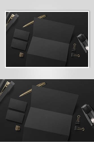 折纸中性笔黑色品牌VI设计样机