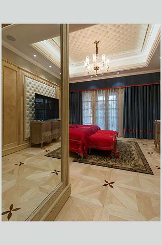 地毯沙发高端创意黄红客厅设计图片