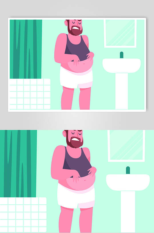 简约浴室照镜子生活插画矢量素材