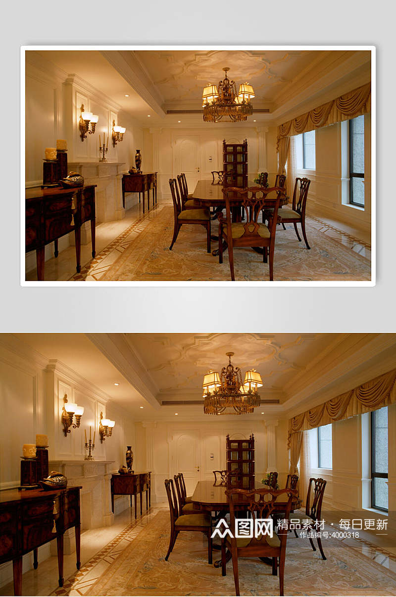 北欧风大理石餐厅复式跃层室内设计图片素材