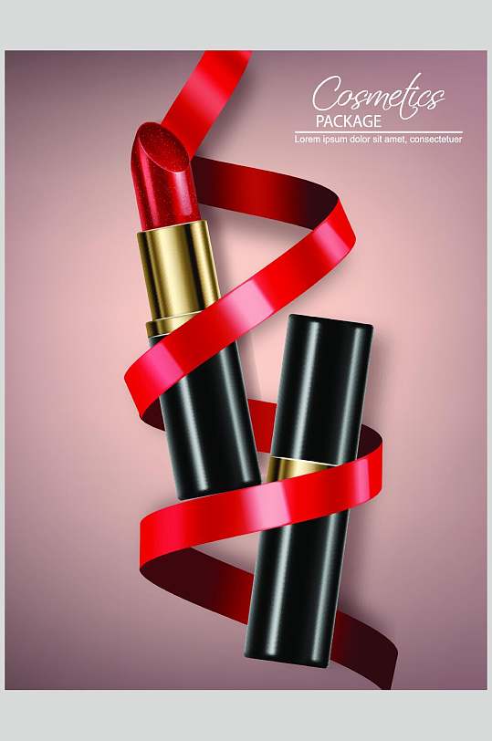 口红渐变高端创意美妆海报矢量素材