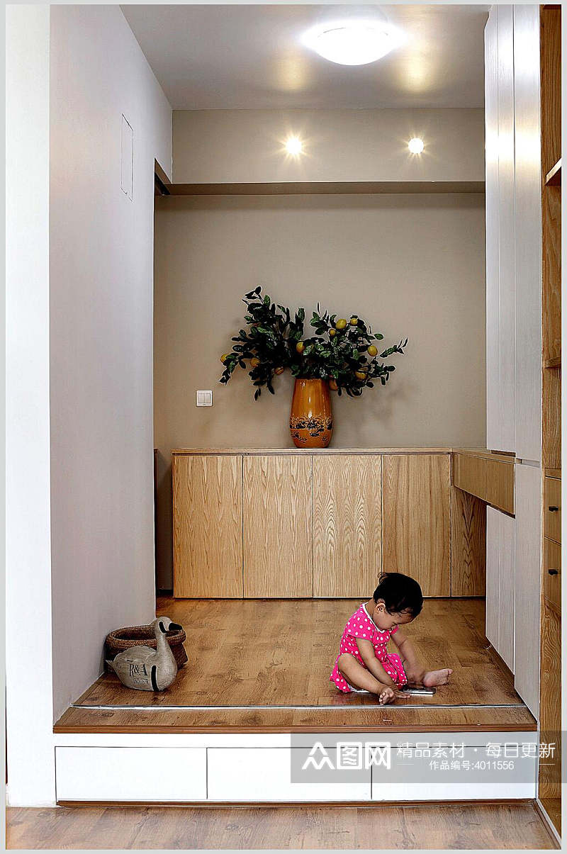 木质地板日式三居图片素材