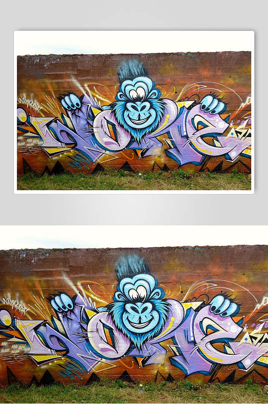 暴躁的猴子街头墙面涂鸦图片