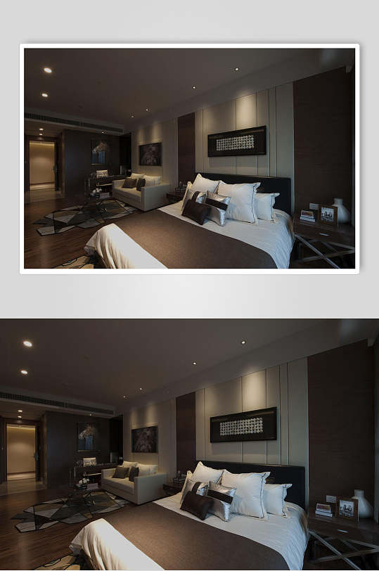 轻奢现代风卧室客厅一体小户型室内设计图片