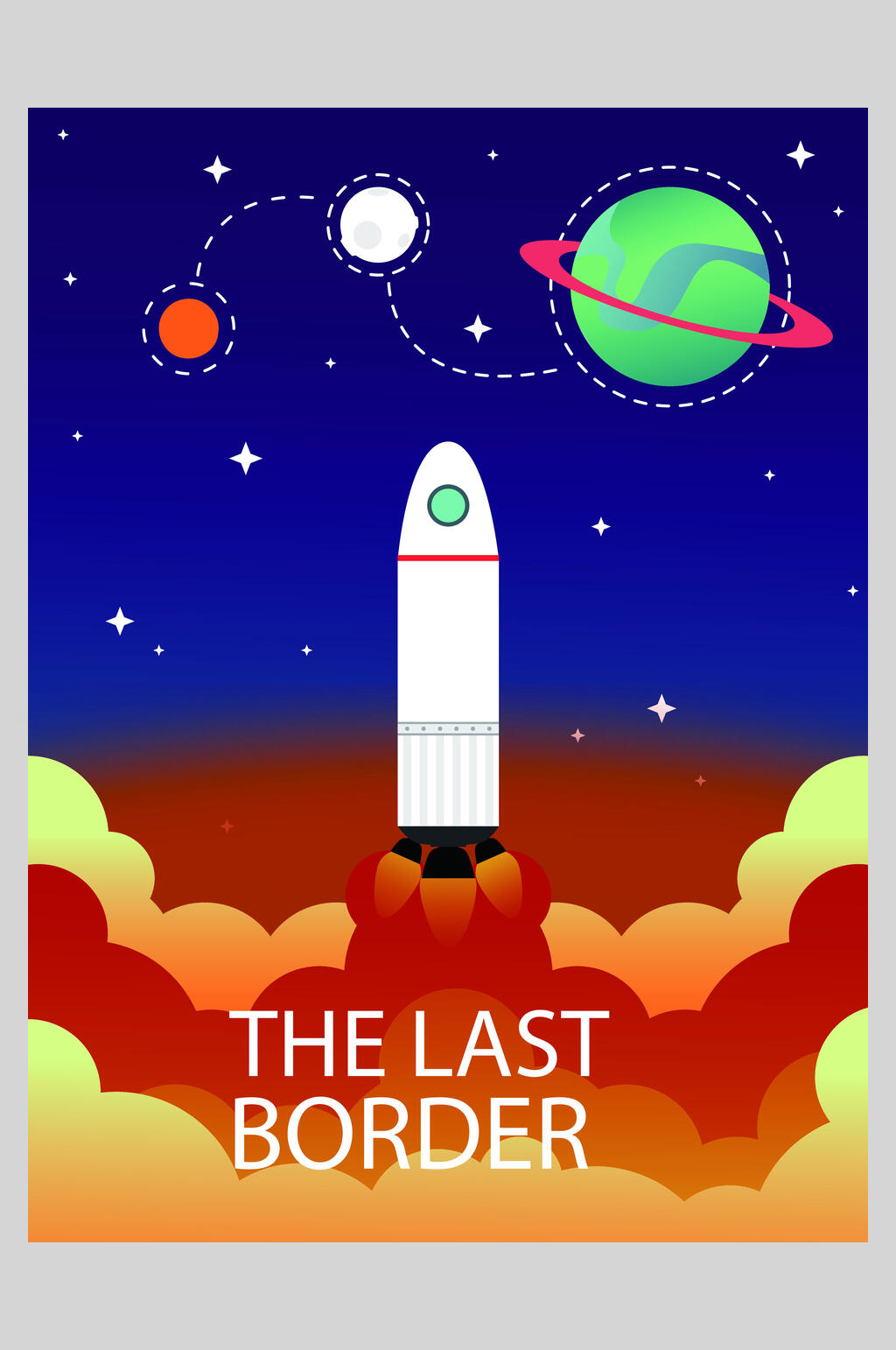 创意卡通火箭发射卡通手绘宇宙矢量插画海报