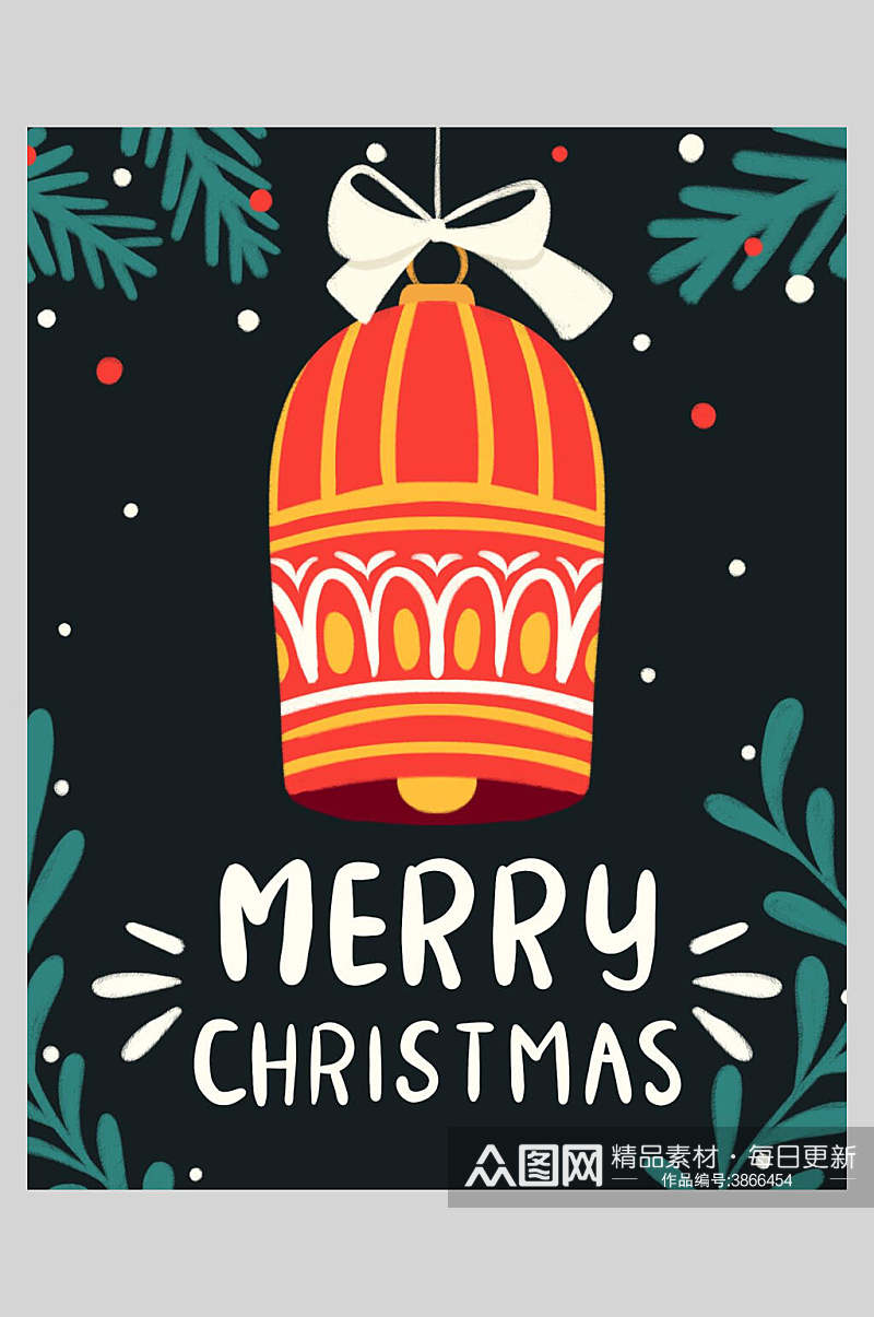 铃铛圣诞节插画海报素材