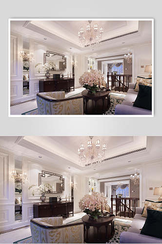 吊灯植物创意高端清新客厅设计图片