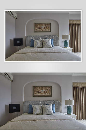 优雅清新灯罩相框卧室家装设计图片