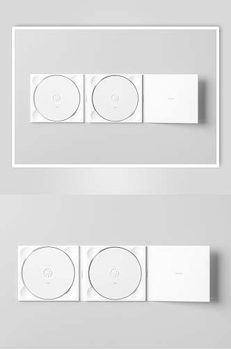 圆圈光碟灰白色CD包装贴图样机