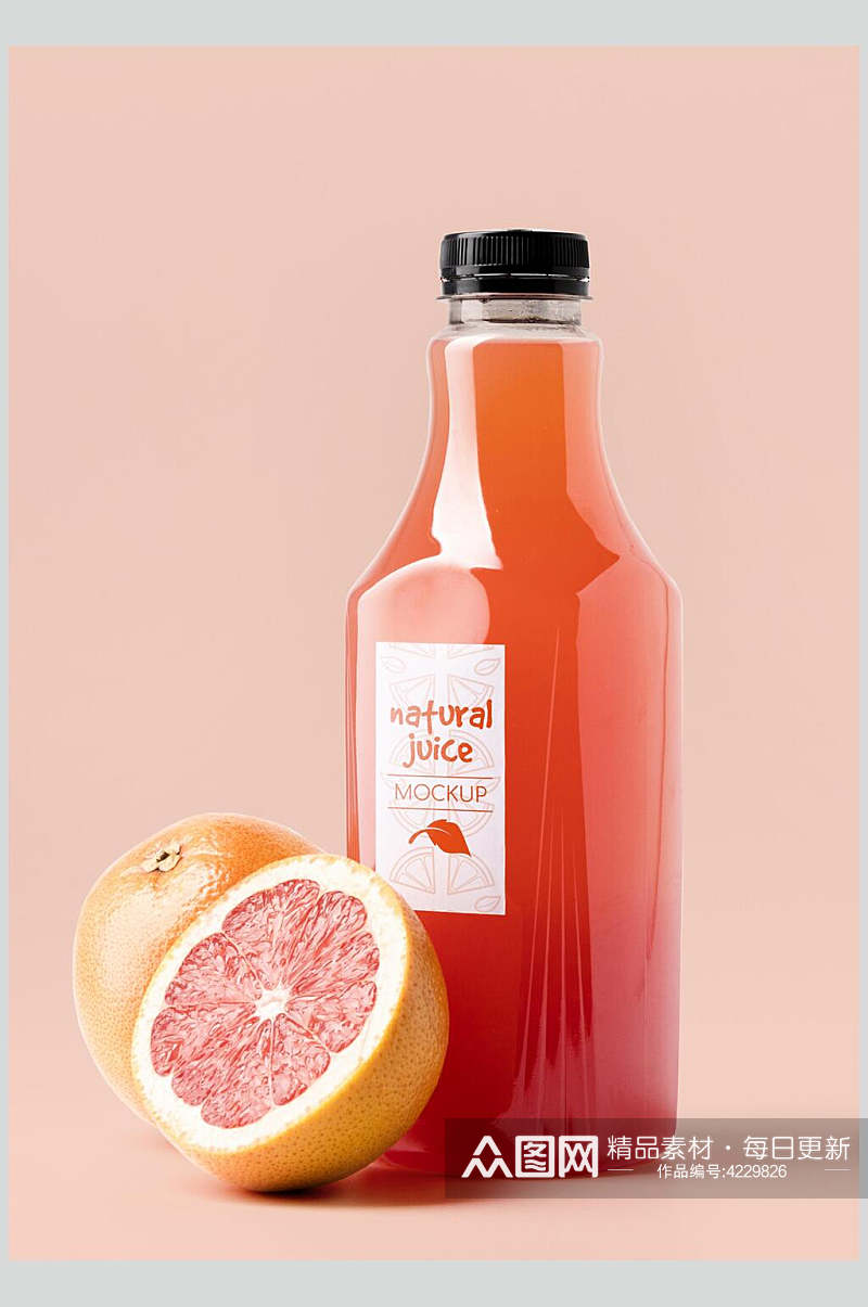 橙子液体叶子果汁饮料包装样机素材