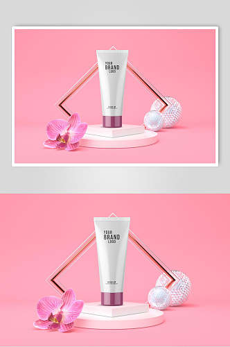 方形粉色化妆品海报