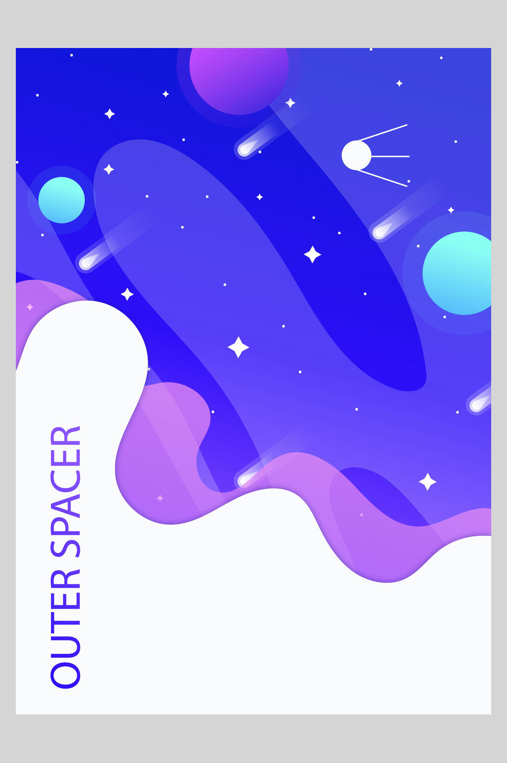 简约曲线卡通手绘宇宙矢量插画海报素材