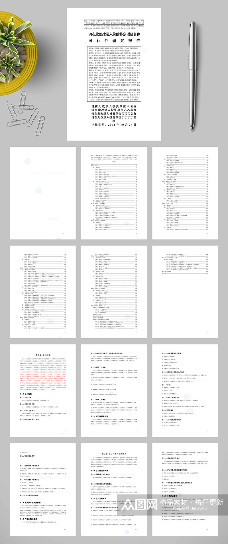 详细可行性研究报告模板secretWORD素材