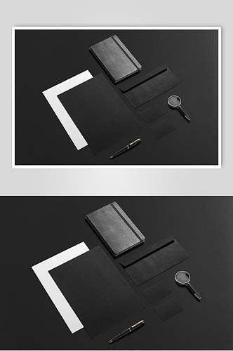 长方形放大镜黑色品牌VI设计样机