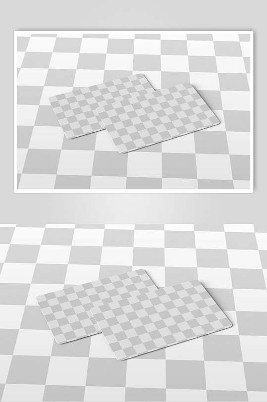 方格线条简约灰白色英航卡样机