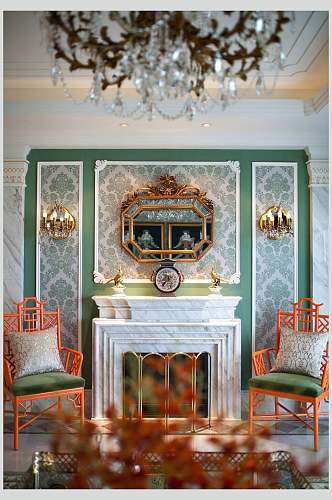 椅子抱枕高端创意复古客厅设计图片