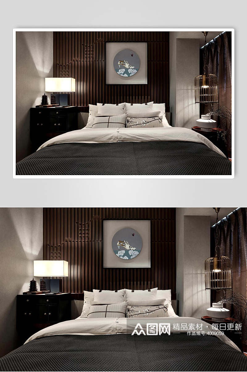 杯子枕头创意高端新中式二居室图片素材