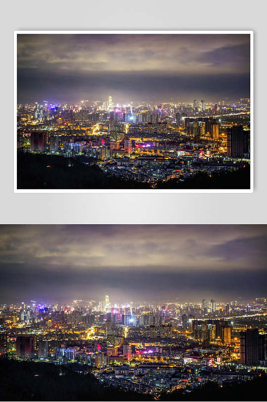 温暖昆明城市夜景全景图片