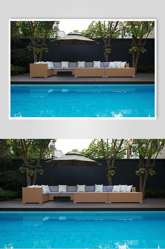 个性大气泳池抱枕复古装修设计图片