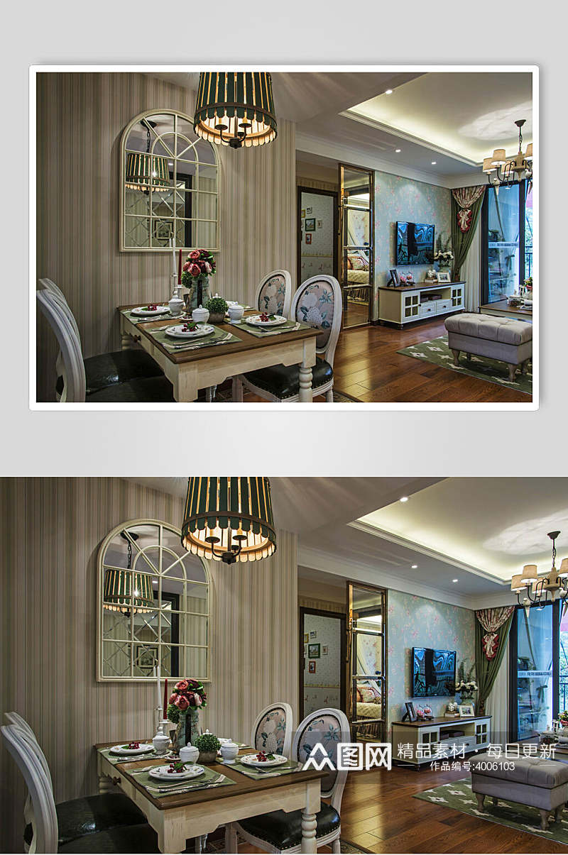 吊灯植物高端创意黄色客厅设计图片素材