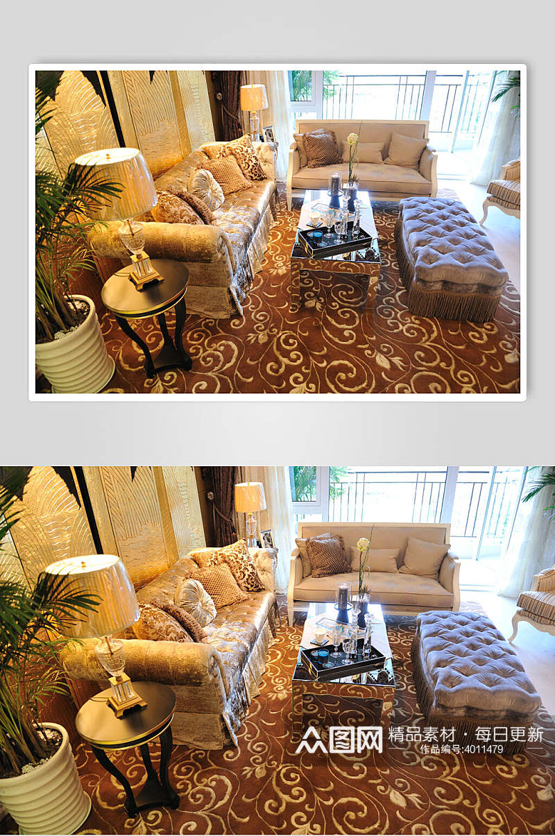 客厅复古欧式简欧两居室图片素材