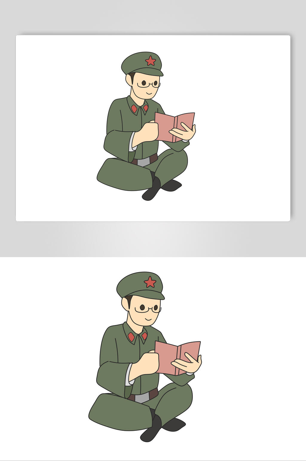 创意看书士兵解放军素材素材