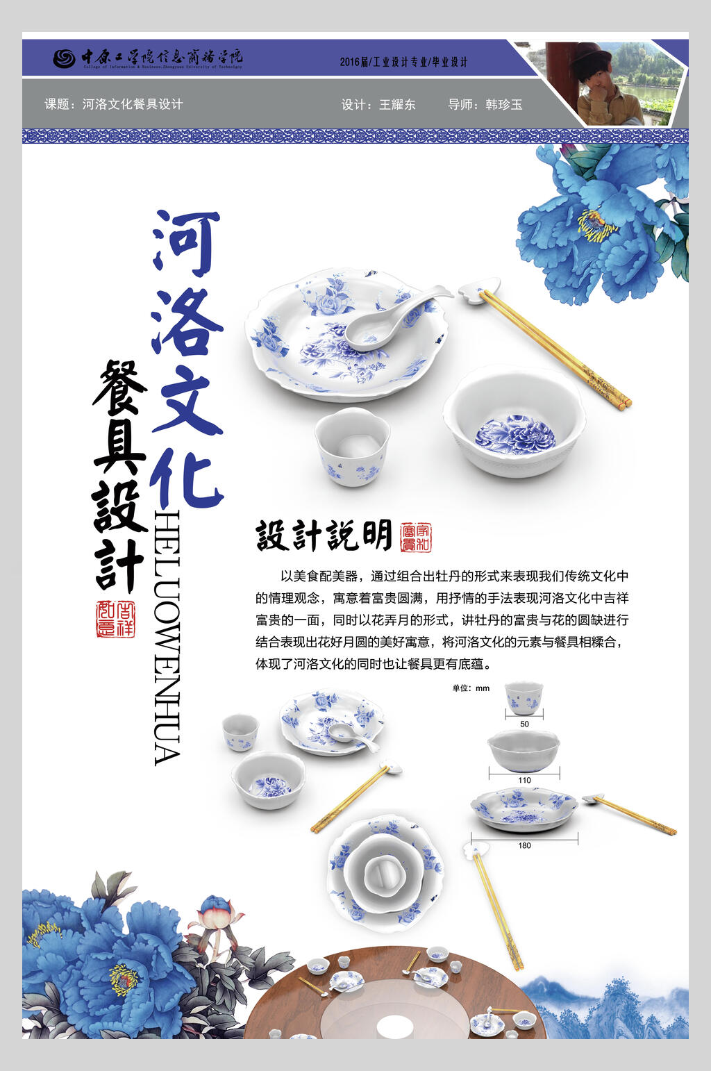 国风传统餐具毕业设计海报素材