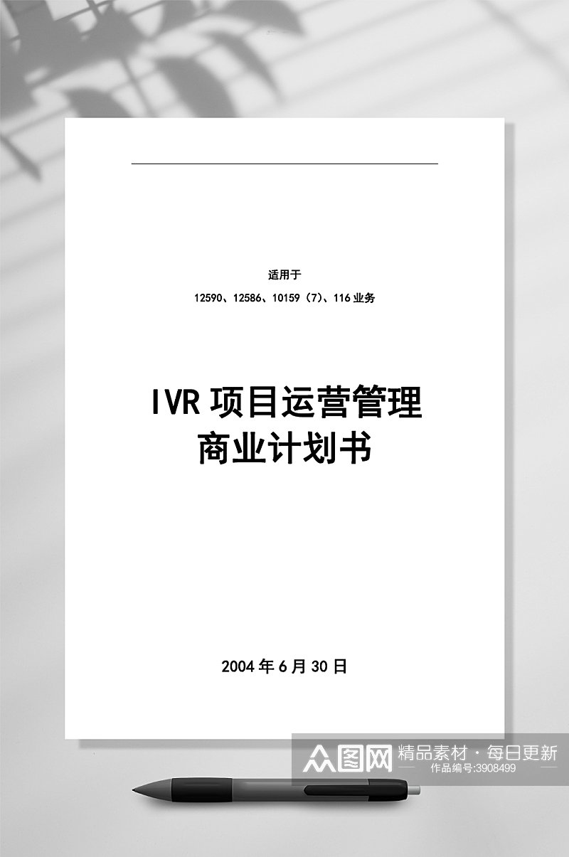 IVR项目运营管理商业计划书WORD素材